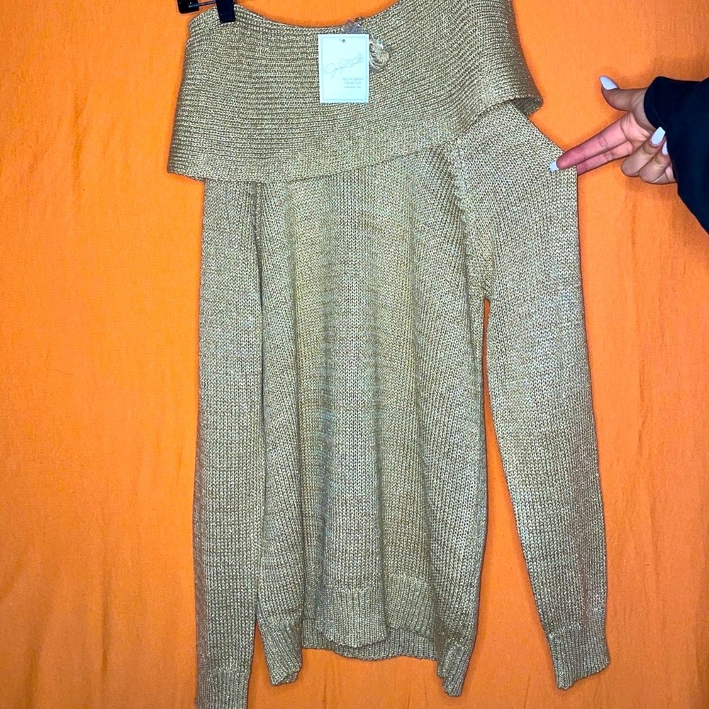 Glitzy Yet Casual Off-Shoulde Sweater